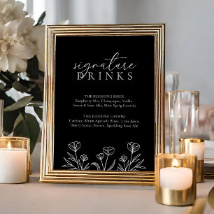 Affiche Signature Mariage moderne Noir Simple Boissons Sig