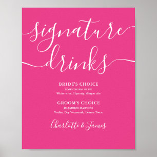 Affiche Signature Mariage moderne rose chaud Boissons Sign