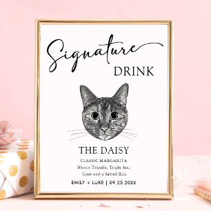 Affiche Signature Mariage Tabby Cat Signet boisson
