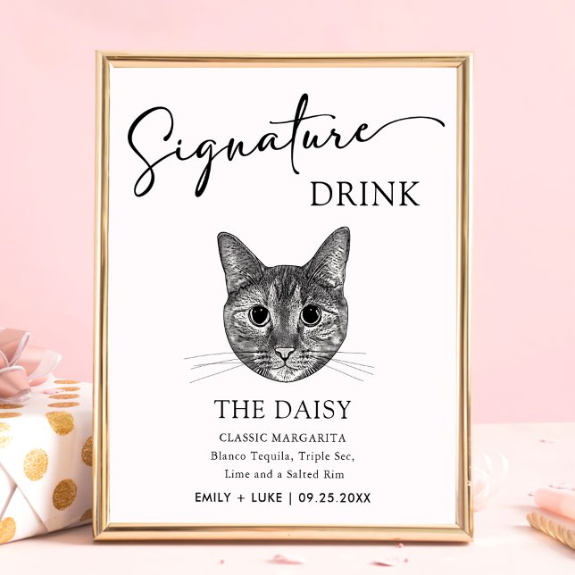 Affiche Signature Mariage Tabby Cat Signet boisson (Créateur téléchargé)