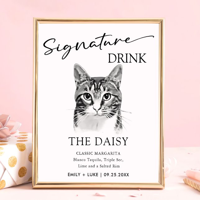 Affiche Signature Mariage Tabby Cat Signet boisson (Créateur téléchargé)