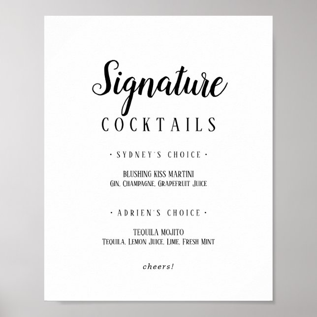 Affiche Signature minimaliste simple Cocktails Signal (Devant)