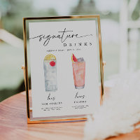 Signature moderne Boissons Mariage Panneau de sign