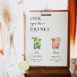 Affiche Signature moderne Boissons Signal Mariage, 300  Bo<br><div class="desc">Ce panneau de menu de bar mariage signature comprend un design minimaliste moderne et une police calligraphie - avec plus de 300 icônes de boisson disponibles à customiser avec. Pour parcourir tous les cocktails et boissons signature disponibles - il vous suffit de sélectionner "modifier cet outil de design".</div>