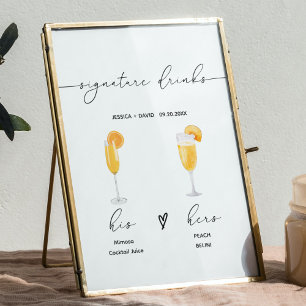 Affiche signature moderne boissons signet mariage