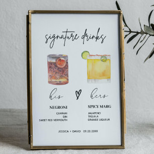 Affiche signature moderne boissons signet mariage