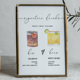Affiche signature moderne boissons signet mariage