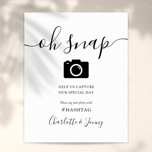 Affiche Signature Noir Et Blanc Script Oh Snap Sign (Black And White Signature Script Oh Snap Sign)
