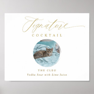 Affiche Signature or Boissons Signer Mariage photo pour an