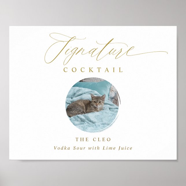 Affiche Signature or Boissons Signer Mariage photo pour an (Devant)