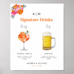 Affiche Signature orange rose Boisson Cocktail Haut