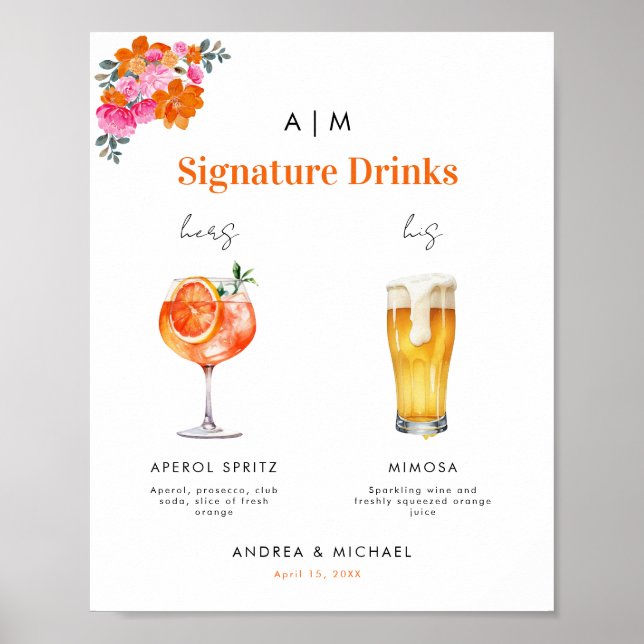 Affiche Signature orange rose Boisson Cocktail Haut (Devant)