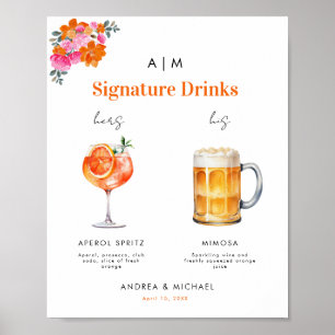 Affiche Signature orange rose Boisson Cocktail Haut