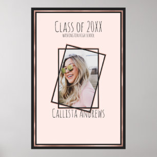 Affiche SIGNATURE Photo Rose Gold Pink Graduation Party