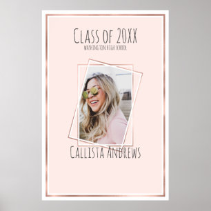 Affiche SIGNATURE Photo Rose Gold Pink Graduation Party