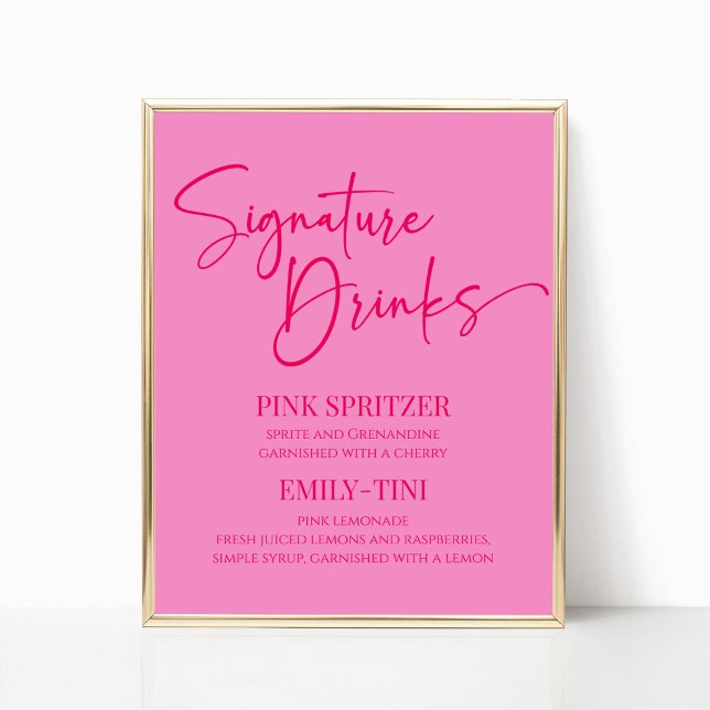 Affiche Signature rose-chaud Signet de fête des boissons (Créateur téléchargé)