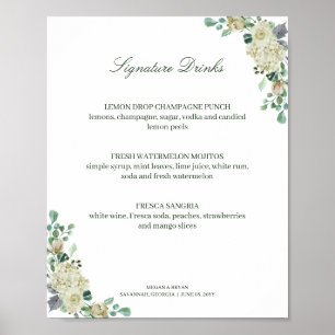 Affiche Signature Rose Megan Élégante Boissons Signé Maria