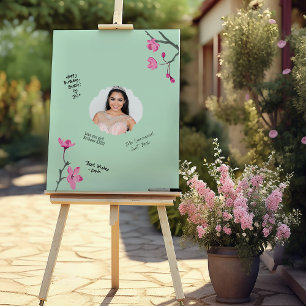 Affiche Signatures de photos en fleurs de cerisiers roses