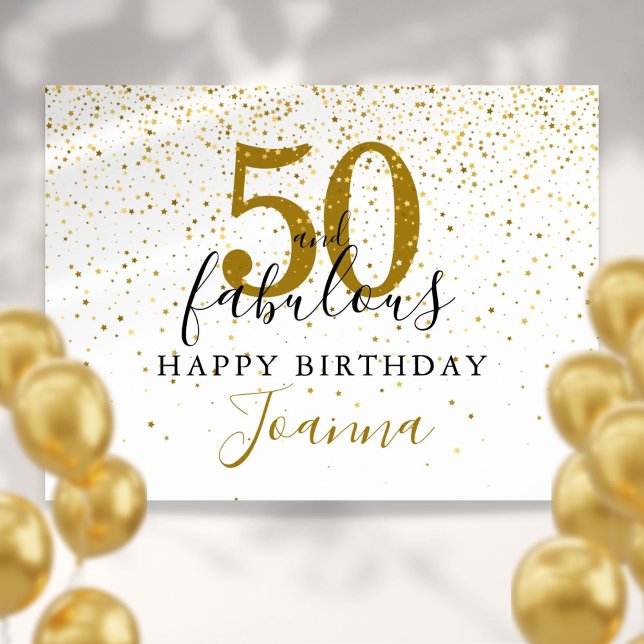 Affiche Signe 50 ans et Incroyable Or et Noir pour Anniver (50 and Fabulous Birthday Gold and Black Sign)