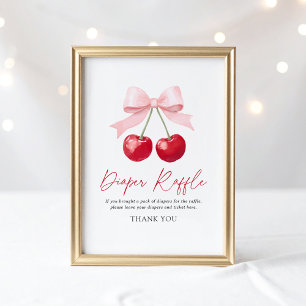 Affiche Signe à rousseur Baby shower cerise