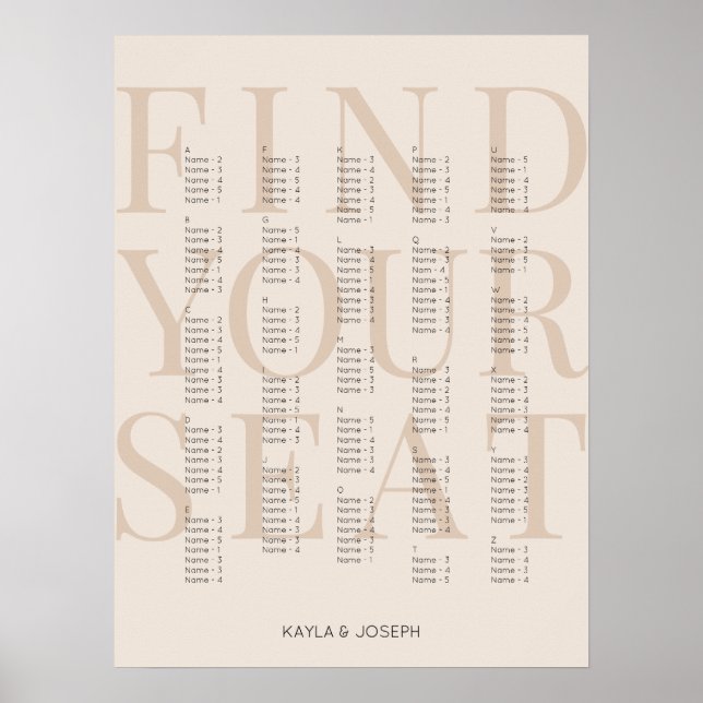 Affiche Signe alphabétique beige simple (Devant)