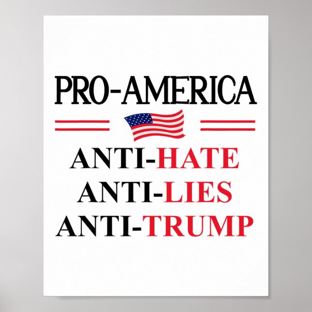 Affiche Signe anti Trump Résiste Mensonges Haine Pro Améri (Devant)