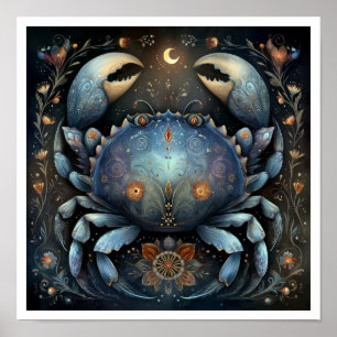 Affiche Signe astrologique Cancer Céleste