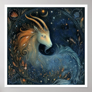 Affiche Signe astrologique du zodiaque Capricorne Céleste