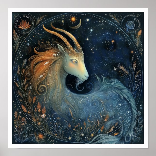 Affiche Signe astrologique du zodiaque Capricorne Céleste (Devant)