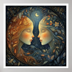 Affiche Signe astrologique Gemini Zodiaque Céleste