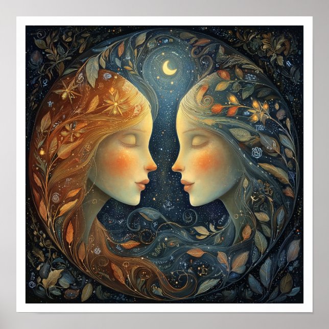 Affiche Signe astrologique Gemini Zodiaque Céleste (Devant)