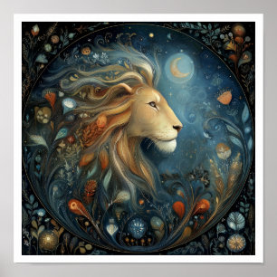 Affiche Signe astrologique Lion Zodiaque Céleste