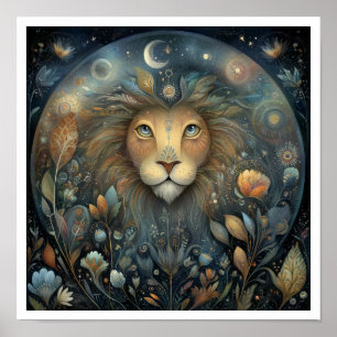 Affiche Signe astrologique Lion Zodiaque Céleste