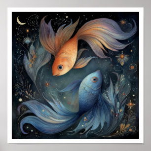 Affiche Signe astrologique Poissons Zodiaque Céleste