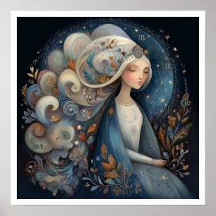Affiche Signe astrologique Vierge Zodiaque Céleste