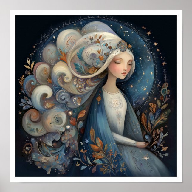Affiche Signe astrologique Vierge Zodiaque Céleste (Devant)