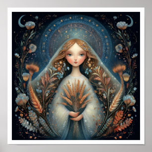 Affiche Signe astrologique Vierge Zodiaque Céleste