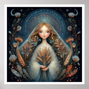 Affiche Signe astrologique Vierge Zodiaque Céleste