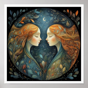 Affiche Signe astrologique zodiacal Gémeaux Céleste