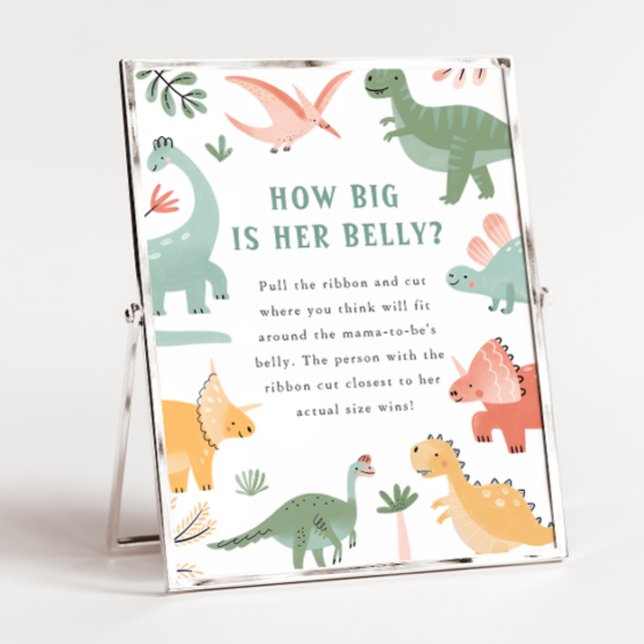 AFFICHE SIGNE BABY SHOWER (Dinosaur Baby Shower How Big Is Her Belly? Game Sign by Painted Paperie)