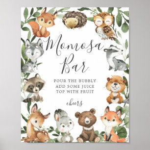 Affiche SIGNE Baby shower Animaux de forêt Mimosa Bar