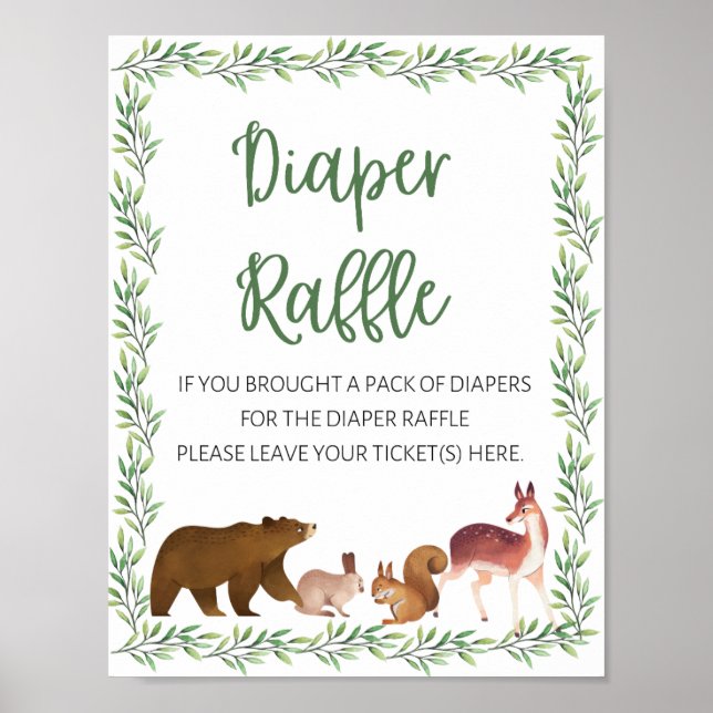 Affiche SIGNE Baby shower Animaux de forêt Roussette (Devant)