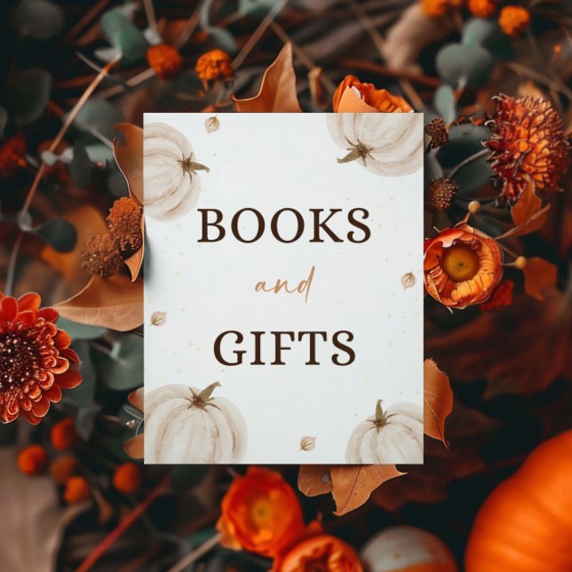 Affiche Signe Baby shower Automne Livres Et Cadeaux (Créateur téléchargé)