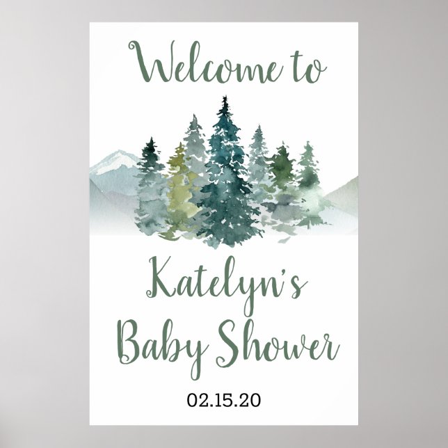 Affiche SIGNE Baby shower aventure rustique (Devant)
