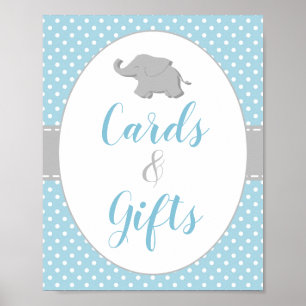 Affiche Signe Baby shower bébé Elephant Bleu Cartes & Cade
