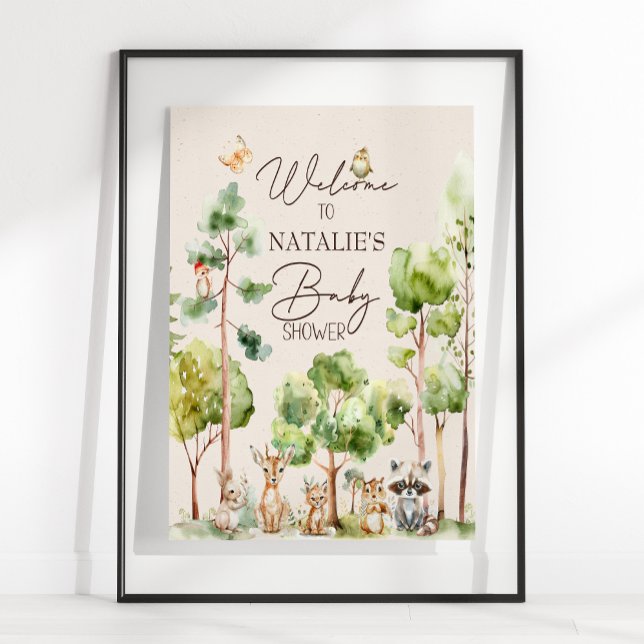 Affiche SIGNE Baby shower Boho Animaux de forêt (Créateur téléchargé)