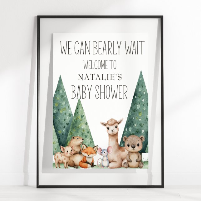Affiche SIGNE Baby shower Boho Woodland Animaux (Créateur téléchargé)