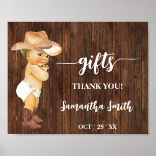 Affiche SIGNE Baby shower Cadeaux Western Little Cowboy