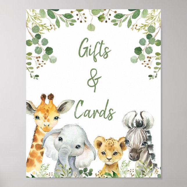 Affiche SIGNE Baby shower Eucalyptus Safari neutre pour le (Devant)