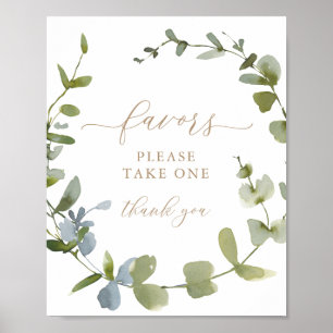 Affiche SIGNE baby shower Faveurs Eucalyptus Vert